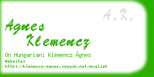 agnes klemencz business card